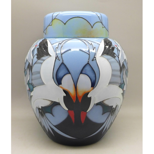 606 - A Moorcroft ginger jar, Silver Gulls Spirit of Australia by Vicky Levatt, trial, shape ID 769/8, 20.... 