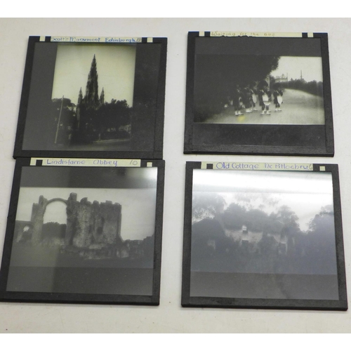 617 - Five boxes of lantern slides, glass negatives and two folders and other loose negatives, Victorian a... 