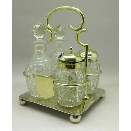 622 - A plated four bottle cruet set