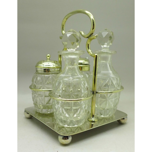 622 - A plated four bottle cruet set