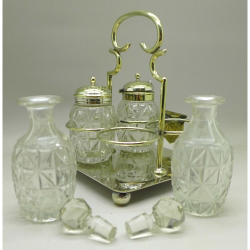 622 - A plated four bottle cruet set