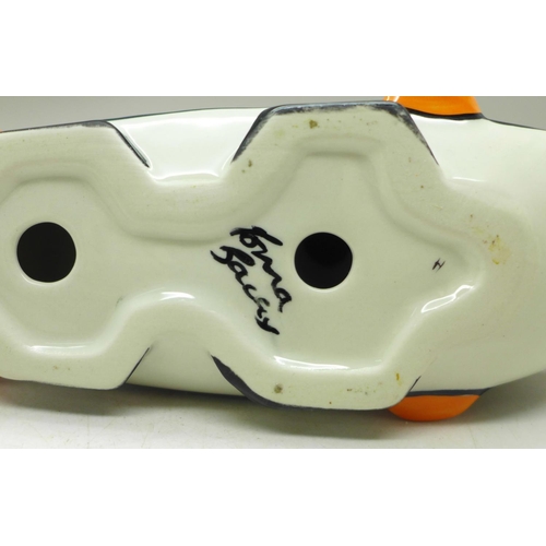 633 - Lorna Bailey Pottery, “Bobsleigh Cats” from the Winter Olympics Collection, length 19cm, signed on t... 