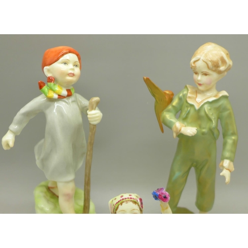 635 - Three Royal Worcester figures, The Parakeet, Italy and Thursday's Child Has Far To Go