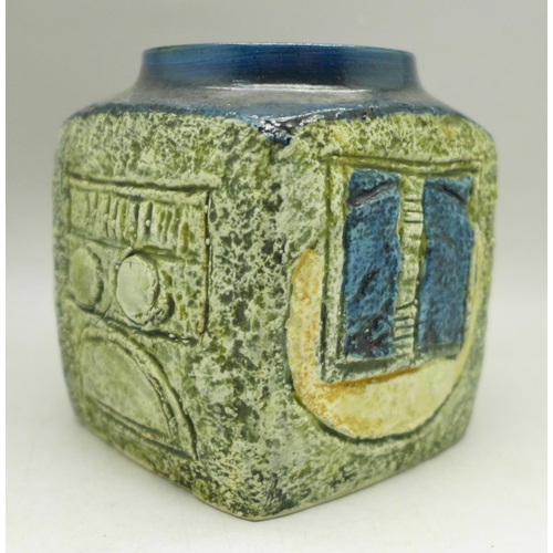 636 - A small Troika vase, 92mm, signed with initials LT