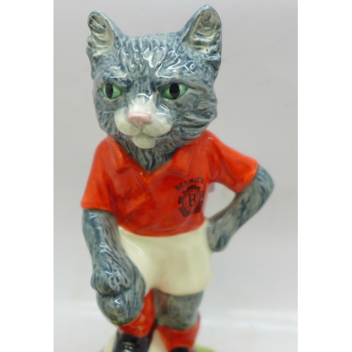 647 - Three Beswick cat figures, The Footballing Felines Collection Kitkat, Siamese cats and Kittens