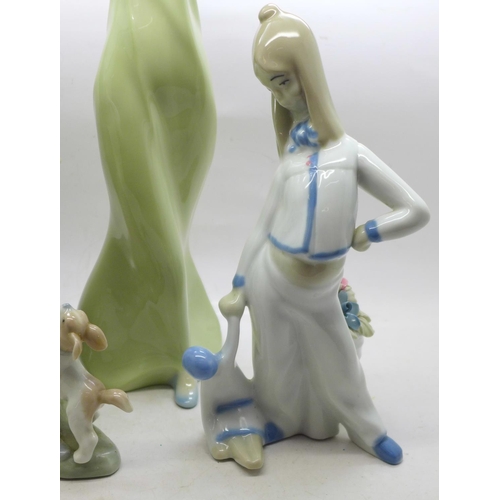 668 - A Royal Doulton figure, Allure, a Lladro figure, a/f and one other