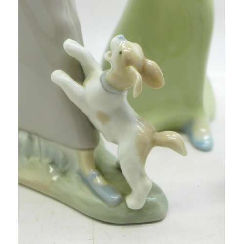 668 - A Royal Doulton figure, Allure, a Lladro figure, a/f and one other