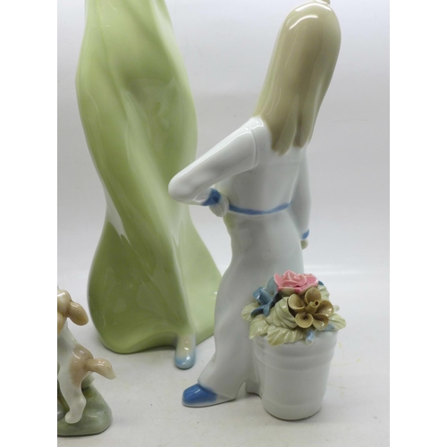 668 - A Royal Doulton figure, Allure, a Lladro figure, a/f and one other