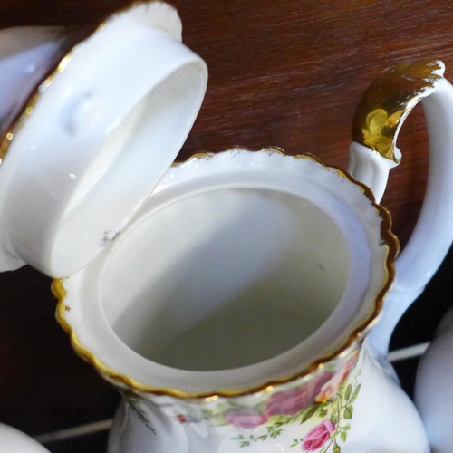 671 - Royal Albert Old Country Roses china, dish, tea pot, coffee pot and bowl, a Staffordshire dish, a Pa... 