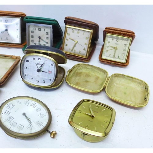 702 - Travel clocks including Smiths, Oris, Bayard, Starlet, Swiza, Helveco, etc.