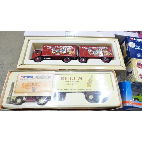 731 - Eight Corgi commercial model vehicles including Bell's AEC, boxed