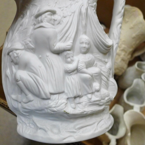 734 - Portmeirion relief moulded Parian jugs and others include 19th Century (22)