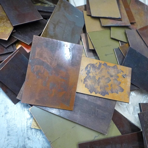 736 - A collection of copper printing plates, 12.2kg