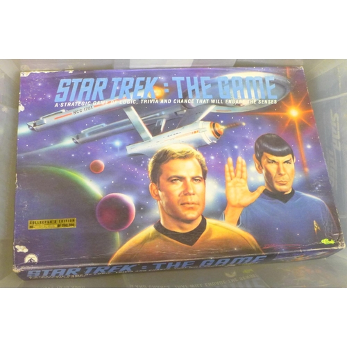 756 - A collection of Star Trek themed models, wall clock and chess set