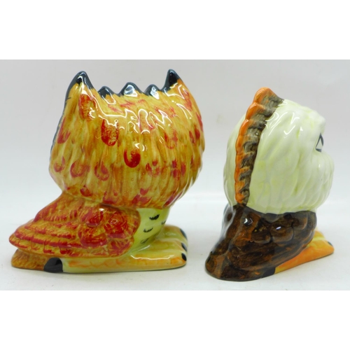 774 - Lorna Bailey Pottery, “Hootie the Owl”, 13cm and “Eddie the Eagle”, 10cm, both signed on the base (2... 