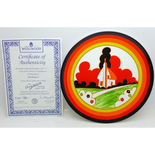 778 - A Wedgwood Limited Edition Clarice Cliff Farmhouse Plate, with certificate, 20 cm