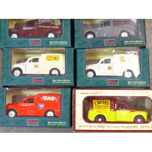 794 - Eleven die-cast Morris van model vehicles by Saico, boxed