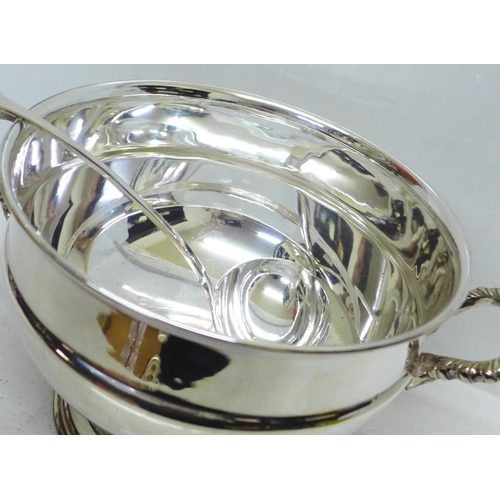 812 - An Art Deco silver plate on copper tureen with ladle