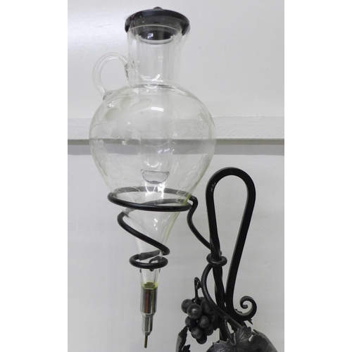 815 - An etched glass carafe on stand