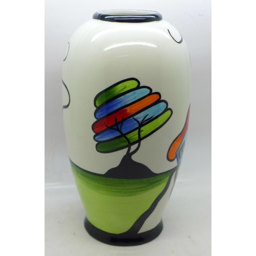 832 - Lorna Bailey Pottery - Art Deco style Skittle Vase in the ‘Fantasia Cottage’ Design, 21cm, “Lorna Ba... 