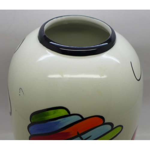 832 - Lorna Bailey Pottery - Art Deco style Skittle Vase in the ‘Fantasia Cottage’ Design, 21cm, “Lorna Ba... 