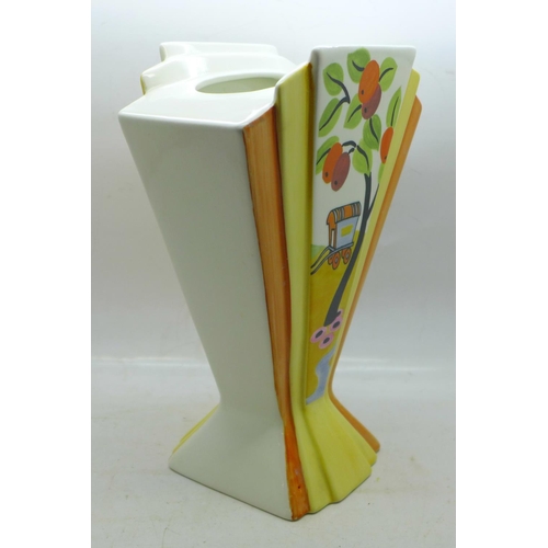 837 - A Wedgwood 'Clarice Cliff' design limited edition Sunray Vase in the “Caravan” design, 21cm, (was so... 