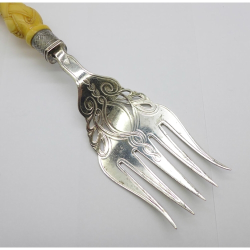 845 - A Victorian silver serving fork, Sheffield 1867