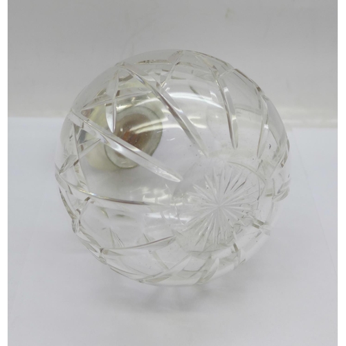 847 - A silver mounted cut glass scent bottle, with inner stopper, mark worn