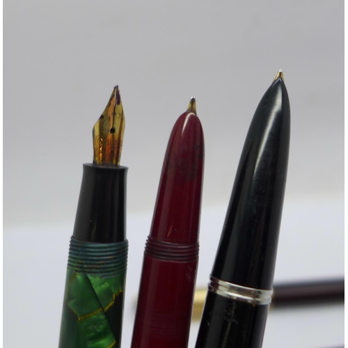 883 - Six fountain pens; Conway Stewart 84 and five Parker