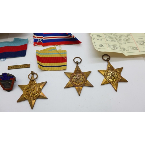 897 - A set of five WWII medals including The Africa Star with North Africa 1942-43 clasp, with box addres... 