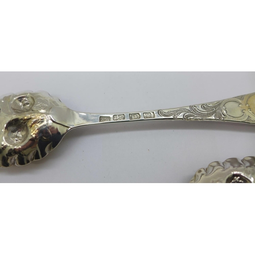 904 - A pair of George III silver berry spoons, London 1763, maker WW, 118g