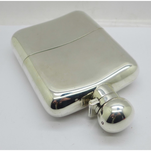 906 - A large silver hip flask, Sheffield 1921, 316g