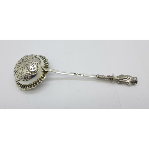 910 - A Victorian silver sifter spoon, Sheffield 1895, 28g