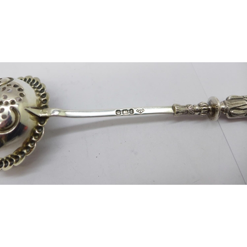 910 - A Victorian silver sifter spoon, Sheffield 1895, 28g