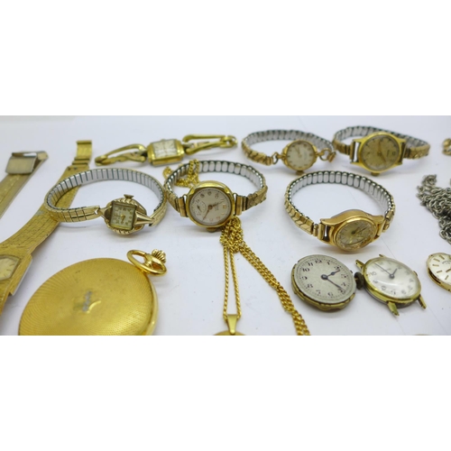 925 - Mechanical wristwatches, pocket watches, pendant watches and movements, some a/f