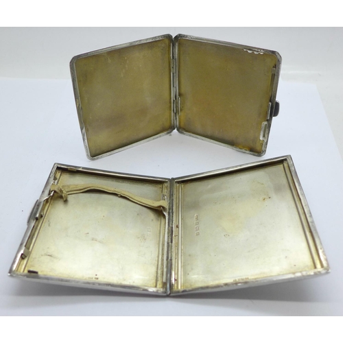 941 - Two silver cigarette cases, 187g