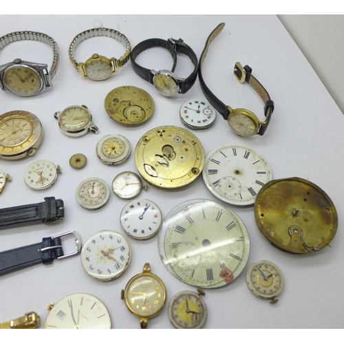 976 - Mechanical wristwatches including Rodania, fob watches and movements including Garrard