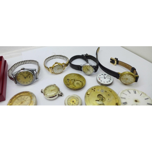 976 - Mechanical wristwatches including Rodania, fob watches and movements including Garrard