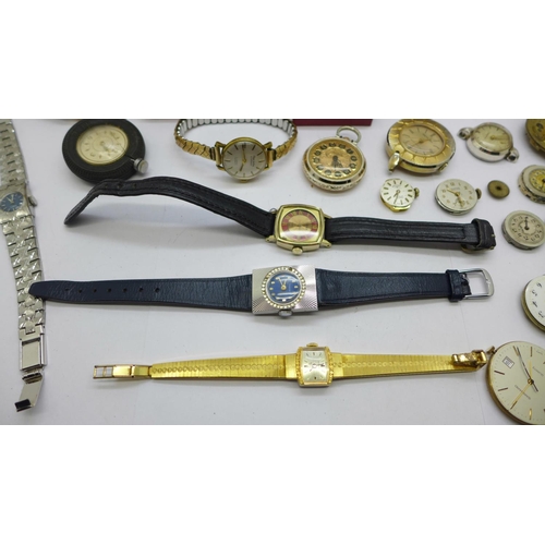 976 - Mechanical wristwatches including Rodania, fob watches and movements including Garrard