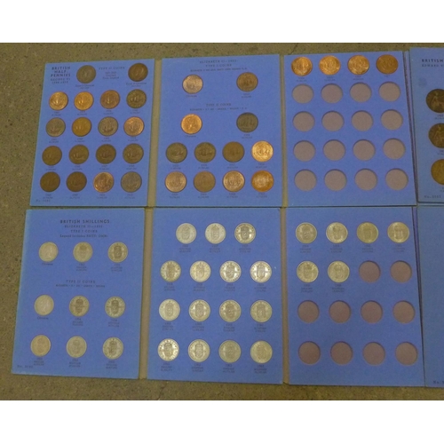 986 - Four coin sets, 2x pennies, halfpennies and shillings