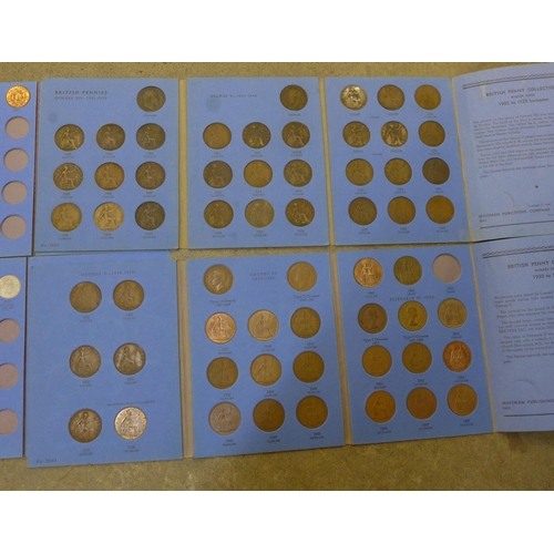 986 - Four coin sets, 2x pennies, halfpennies and shillings