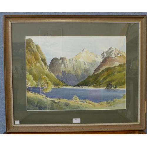 10 - E. Grieg Hall, Glencoe landscape, watercolour, 36 x 49cms, framed