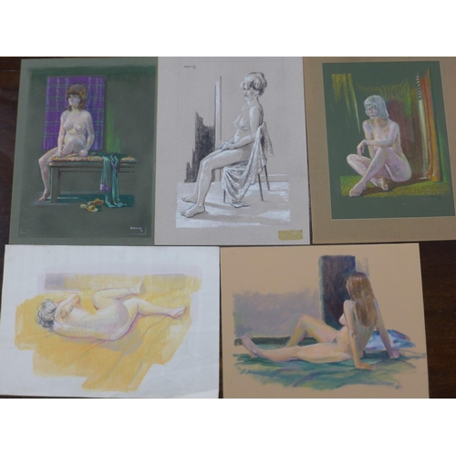 10a - Fred Darking (1911-1999), eight female nude portraits, pastels, various sizes, unframed