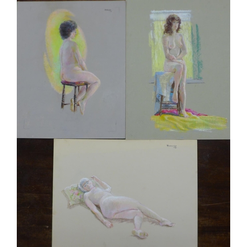 10a - Fred Darking (1911-1999), eight female nude portraits, pastels, various sizes, unframed