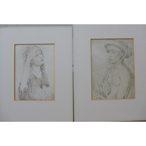 12 - School of Rogier Van Der Weyden, pair of portraits, etchings, framed