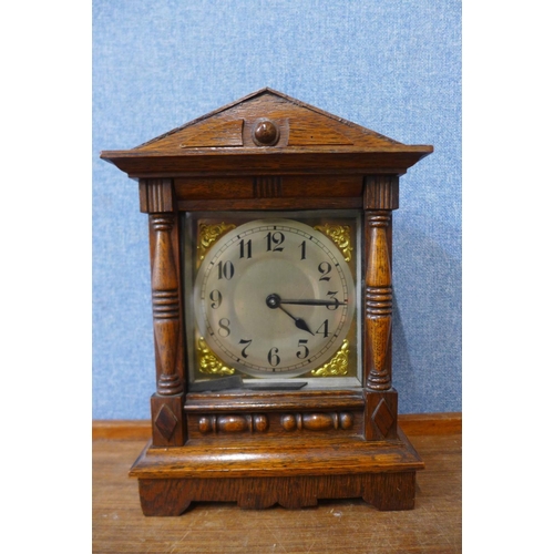 18 - An early 20th Century German oak mantel clock