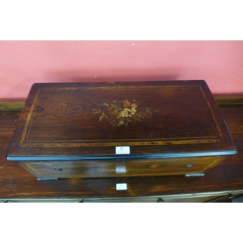 30 - A 19th Century Swiss inlaid rosewood 12 air cylinder music box, with 23cms h x 67cms w