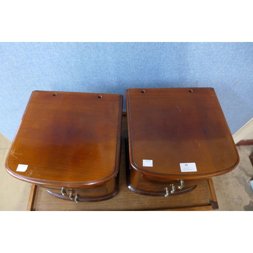 45 - A pair of Victorian mahogany bow front table top chests