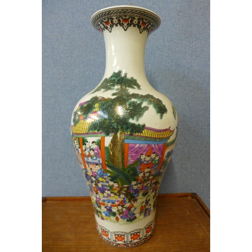 46 - A Chinese famille verte porcelain vase, 66cms h