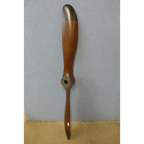 49 - A teak aeroplane propeller, 150cms l